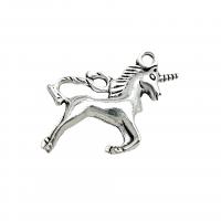 Tibetan Style Pendants, Unicorn, antique silver color plated, vintage & DIY, nickel, lead & cadmium free, 23x20mm, Approx 100PCs/Bag, Sold By Bag