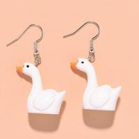 Resin Earring with Zinc Alloy Swan handmade fashion jewelry & for woman 19*49mm Approx Sold By Lot