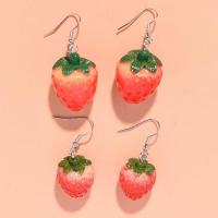 Resin Earring, Strawberry, handmade, fashion jewelry & different size for choice & for woman, Approx 10Pairs/Lot, Sold By Lot