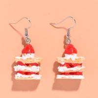 Resin Earring with Zinc Alloy Cake handmade fashion jewelry & for woman 19*45mm Approx Sold By Lot