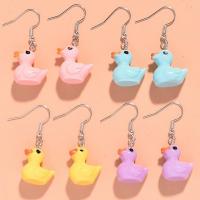 Resin Earring, with Tibetan Style, Duck, handmade, fashion jewelry & for woman, more colors for choice, 15*40mm, Approx 10Pairs/Lot, Sold By Lot