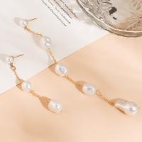 Asymmetric Earrings Brass with Plastic Pearl gold color plated fashion jewelry & for woman nickel lead & cadmium free 75mm 150mm Sold By Pair