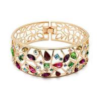 Zinc Alloy Bangle with Austrian Crystal 18K gold plated fashion jewelry & for woman nickel lead & cadmium free 550mm Sold By PC
