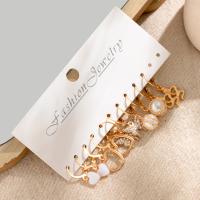 Zinc Alloy Stud Earring with Plastic Pearl & Acrylic gold color plated fashion jewelry & for woman & enamel & with rhinestone nickel lead & cadmium free Sold By Set