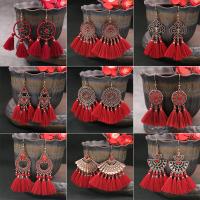 Fashion Fringe Earrings Zinc Alloy plated fashion jewelry & for woman red nickel lead & cadmium free Sold By Pair