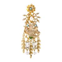 Tibetan Style Brooches, gold color plated, fashion jewelry & for woman & with rhinestone, golden, nickel, lead & cadmium free, 28x85mm, Sold By PC