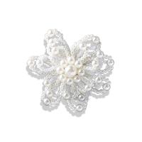 Zinc Alloy Brooches with Plastic Pearl fashion jewelry & for woman white nickel lead & cadmium free Sold By PC