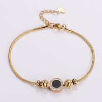 Stainless Steel Jewelry Bracelet 316L Stainless Steel with Black Shell with 1.18inch extender chain fashion jewelry & for woman & with rhinestone 2mm Sold Per Approx 6.89 Inch Strand
