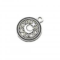 Tibetan Style Pendants, Flat Round, antique silver color plated, DIY, nickel, lead & cadmium free, 18x15mm, Hole:Approx 2mm, Approx 100PCs/Bag, Sold By Bag