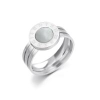 Палец кольцо из нержавеющей стали, Нержавеющая сталь 304, Другое покрытие, ювелирные изделия моды, серебряный, 16x6mm, размер:6-9, продается PC