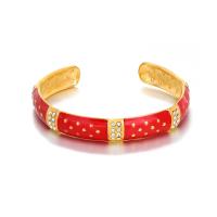 Stainless Steel Bangle 304 Stainless Steel Vacuum Ion Plating enamel & with rhinestone 9mm Length 60 mm Sold By PC