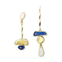 Tibetan Style Drop Earrings, Vacuum Ion Plating, enamel, blue, nickel, lead & cadmium free, 16x38x58mm, Sold By Pair