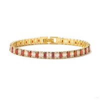 Brass Bracelet & Bangle, Vacuum Ion Plating, micro pave cubic zirconia, more colors for choice, nickel, lead & cadmium free, Length:17.5 cm, Sold By PC