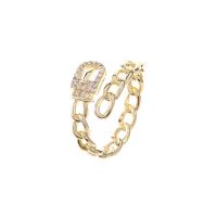Brass Cuff Finger Ring, gold color plated, different styles for choice & micro pave cubic zirconia & for woman, Sold By PC
