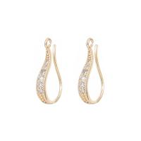 Brass Earring Drop Component, 14K gold plated, DIY & different styles for choice & micro pave cubic zirconia, Sold By Pair