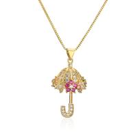 Brass Necklace with 2inch extender chain 18K gold plated & micro pave cubic zirconia & for woman Length Approx 17.7 Inch Sold By PC