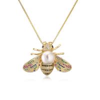 Messing Halskette, mit Kunststoff Perlen, vergoldet, verschiedene Stile für Wahl & Micro pave Zirkonia & für Frau, Länge:ca. 17.7 ZollInch, verkauft von PC