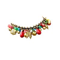 Brass Anklet with turquoise & Wax Cord & Shell Bohemian style & for woman Length Approx 9.4 Inch Sold By PC