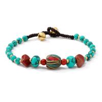Fashion Turquoise Bracelets, with Wax Cord & Brass, folk style & Unisex & different styles for choice, Length:Approx 7.3 Inch, Sold By PC