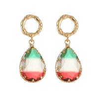 Brass Drop Earring Teardrop gold color plated micro pave cubic zirconia & for woman Sold By Pair