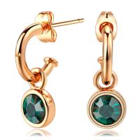 Brass Stud Earring, real gold plated, fashion jewelry & micro pave cubic zirconia & for woman, more colors for choice, nickel, lead & cadmium free, 22x6mm, Sold By Pair