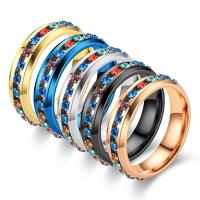 Edelstahl Ringe, 304 Edelstahl, unisex & verschiedene Größen vorhanden & mit Strass, keine, 6x2mm, verkauft von PC
