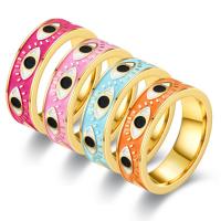 Evil Eye Smykker Finger Ring, 304 rustfrit stål, Unisex & forskellig størrelse for valg & emalje, flere farver til valg, 8x2mm, Solgt af PC