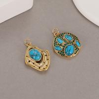 Brass Jewelry Pendants with turquoise 14K gold-filled DIY golden nickel lead & cadmium free Sold By PC