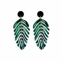 Earring Jewelry, Acetate, Leaf, fashion jewelry & for woman, more colors for choice, 76x31mm, Sold By Pair