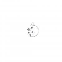 Zinc Alloy Star Pendant Flat Round antique silver color plated vintage & DIY & hollow nickel lead & cadmium free Approx Sold By Bag