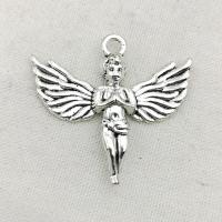 Tibetan Style Pendants, Angel, antique silver color plated, vintage & DIY, nickel, lead & cadmium free, 44x41mm, Approx 100PCs/Bag, Sold By Bag