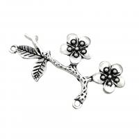 Tibetan Style Flower Pendants, Plum Blossom, antique silver color plated, vintage & DIY, nickel, lead & cadmium free, 54x30mm, Approx 100PCs/Bag, Sold By Bag