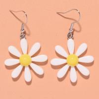Resin Earring with Zinc Alloy Flower fashion jewelry & for woman & enamel white 27mm Approx Sold By Lot