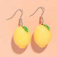 Resin Earring Lemon handmade fashion jewelry & for woman 20*50mm Approx Sold By Lot