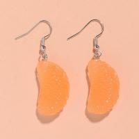 Boucle d'oreille résine, orange, fait à la main, bijoux de mode & pour femme, 15*50mm, Environ 10pairescouple/lot, Vendu par lot