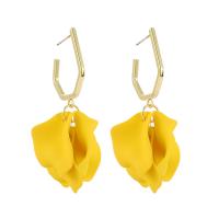 Acrylic Jewelry Earring with Zinc Alloy petals fashion jewelry & for woman 30*61mm Sold By Pair