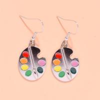 Tibetan Style Drop Earrings, fashion jewelry & for woman & enamel, nickel, lead & cadmium free, 18*44mm, Approx 10Pairs/Lot, Sold By Lot