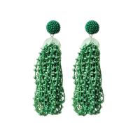 Мода Fringe Серьги, цинковый сплав, с Seedbead, ювелирные изделия моды & Женский, зеленый, не содержит никель, свинец, 23x100mm, продается Пара
