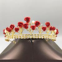 Krone, Zinklegierung, mit Kunststoff Perlen, plattiert, Modeschmuck & für Frau & mit Strass, frei von Nickel, Blei & Kadmium, 130x45mm, verkauft von PC