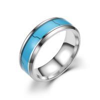 Stainless Steel Finger Ring 304 Stainless Steel with turquoise Unisex & enamel 8mm Sold By PC