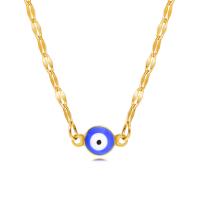 Evil Eye Jewelry Necklace 304 Stainless Steel with 1.97inch extender chain Vacuum Ion Plating fashion jewelry & for woman & enamel golden 11mm Length Approx 15.7 Inch Sold By PC