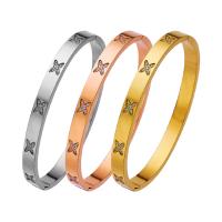 Titanium Steel Bracelet & Bangle, Donut, Vacuum Ion Plating, for woman & with rhinestone, more colors for choice, 6mm, Inner Diameter:Approx 58mm, Sold By PC