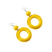 Earring Jewelry, Rafidah Grass, with Rattan & Shell & Tibetan Style, gold color plated, Bohemian style & different styles for choice & for woman, more colors for choice, Sold By Pair