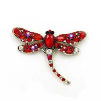 Zinc Alloy Brooches Dragonfly Vacuum Ion Plating with rhinestone nickel lead & cadmium free Sold By PC