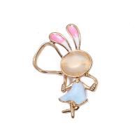 Zinc Alloy Brooches Rabbit plated enamel nickel lead & cadmium free Sold By PC