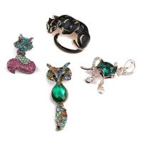 Tibetan Style Brooches, Fox, plated, different styles for choice & enamel & with rhinestone, more colors for choice, nickel, lead & cadmium free, Sold By PC