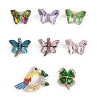 Zinc Alloy Brooches plated & with rhinestone nickel lead & cadmium free Sold By PC