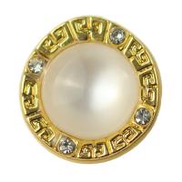 Tibetan Style Button, Round, Vacuum Ion Plating, DIY & with rhinestone, golden, nickel, lead & cadmium free, 12mm, Sold By PC
