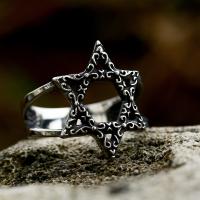Titanium Steel Finger Ring, Hexagram, polished, vintage & different size for choice & for man & hollow, US Ring Size:7-13, Sold By PC