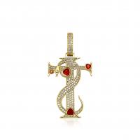 Brass Cross Pendants Wrapped Cross plated DIY & micro pave cubic zirconia Sold By PC